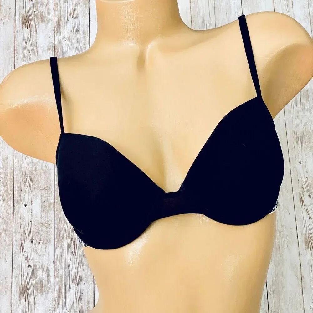 NWT Vintage Rare!! Josie Natori Black 36C Underwire Zebra Trim Gorgeous Bra
